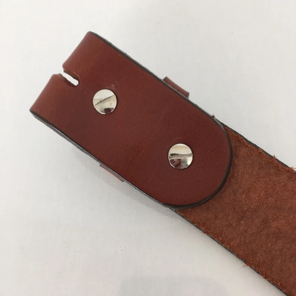 Hand Tooled Leather Belt Mountain Scene Brown Western Size S Unisex Rodeo Cowboy